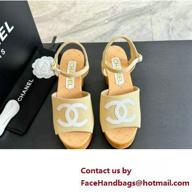 Chanel Fabric & Patent Calfskin Sandals G45555 Beige 2024